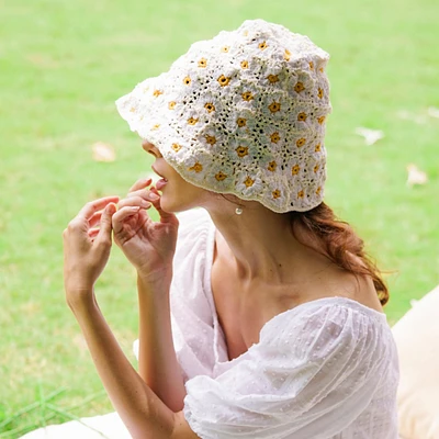 Brunna.co Flora Crochet Hat In Off White