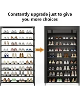 Tribesigns 10 Tier Shoes Rack with Cover,50 Pair Large Shoe Stand, Non-Woven Storage Cabinet