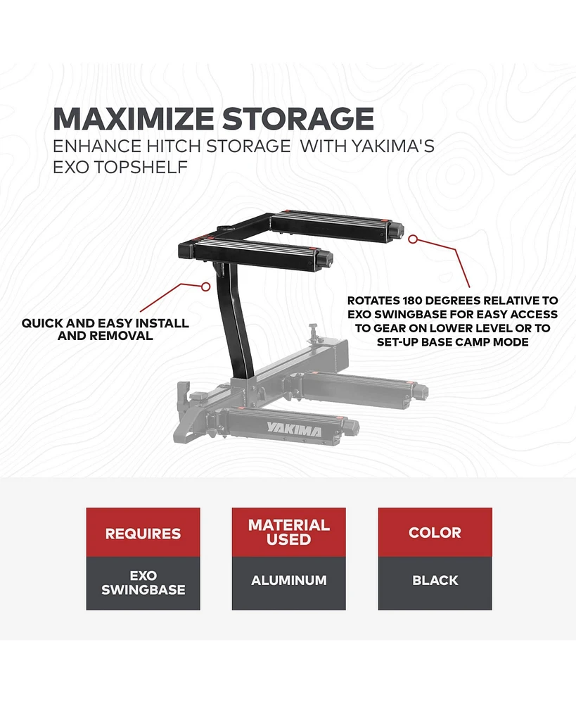 Yakima Exo TopShelf Second Level Hitch Base Rack Storage System with 2 Sks Locks