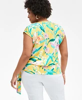 I.n.c. International Concepts Plus Printed Side-Tie Cap-Sleeve Surplice Top, Exclusively at Macy's
