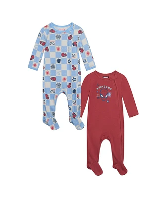 Avengers Baby Boys 2 Pack Zip Up Sleep N' Play Coveralls