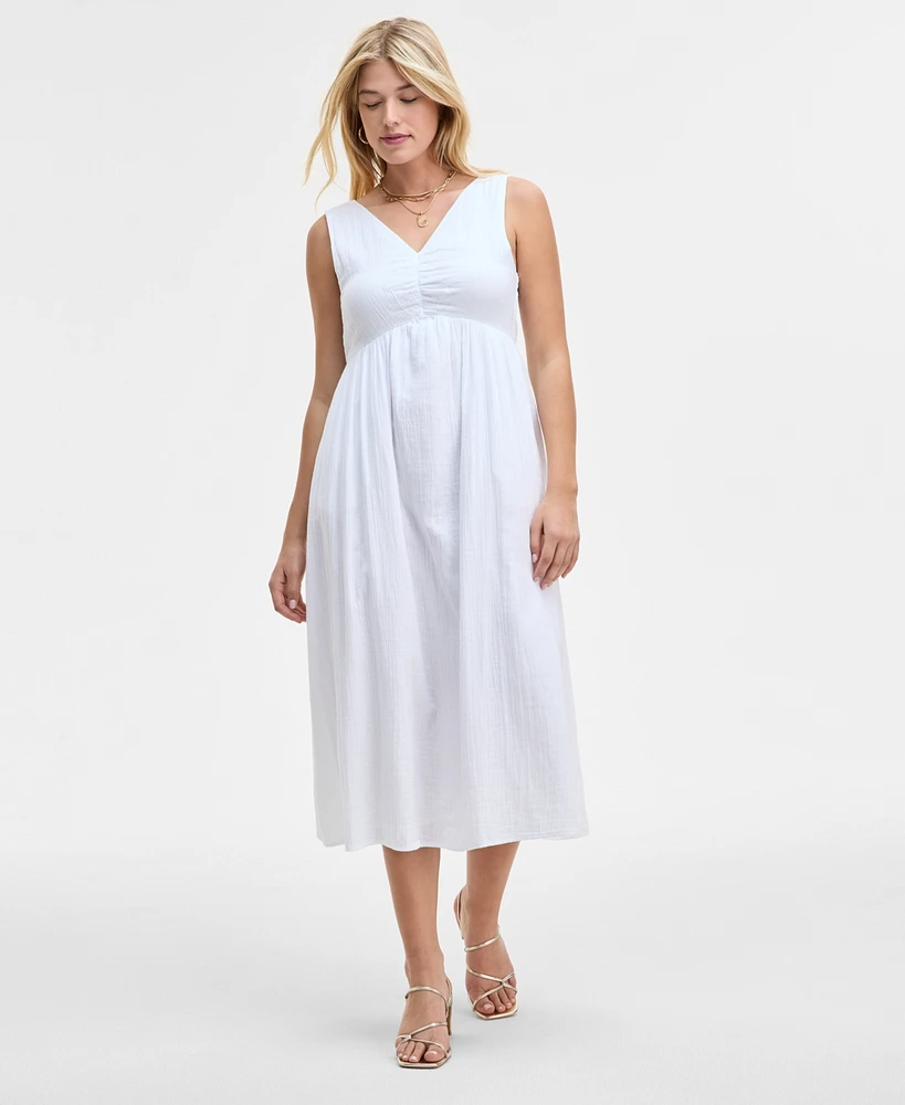 On 34th Women's Gauze Double V-neck Empire Midi Dress, Exclusively at Macy's