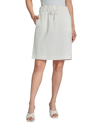 Jones New York Women's Linen-Blend Pull-On Drawstring Mini Pencil Skirt