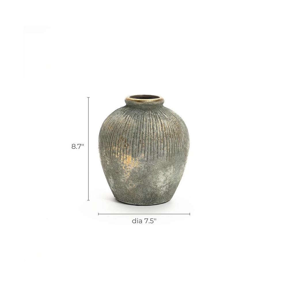 LuxenHome Rustic Gold and Brown Terracotta 8.7-Inch Tall Bud Vase