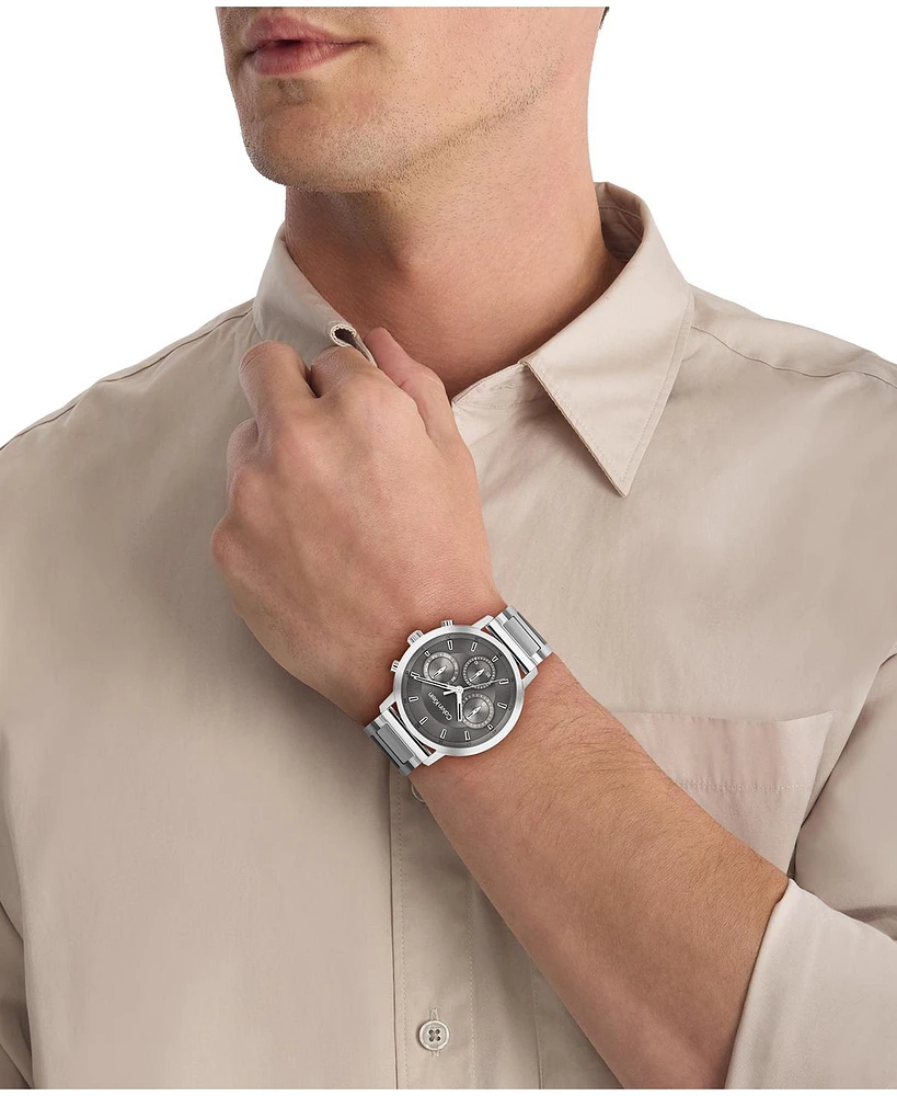 Calvin Klein Men's Gauge Silver Tone Stainless Steel Bracelet Watch, 41mm