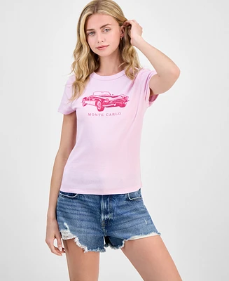 Rebellious One Juniors' Monte Carlo Car Graphic-Print Tee