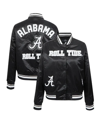 Pro Standard Women's Black Alabama Crimson Tide Satin Cultivated-Pearl Full-Snap Jacket