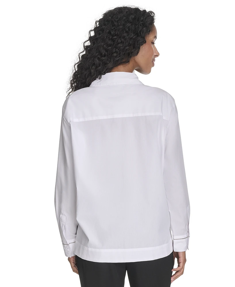 Calvin Klein Women's Collared Button-Front Cotton Shirt