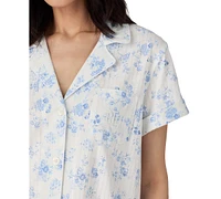Lauren Ralph Women's Notched-Collar Cropped Pajama Set