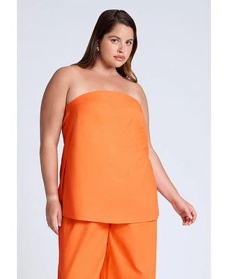 Eloquii Women's Linen Blend Column Tube Top