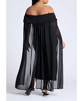 Eloquii Women's Off The Shoulder Cape Gown