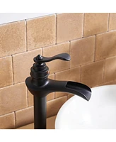 Waterfall Single Hole Single-Handle Vessel Bathroom Faucet With Pop-up Drain Assembly Polished Chrome