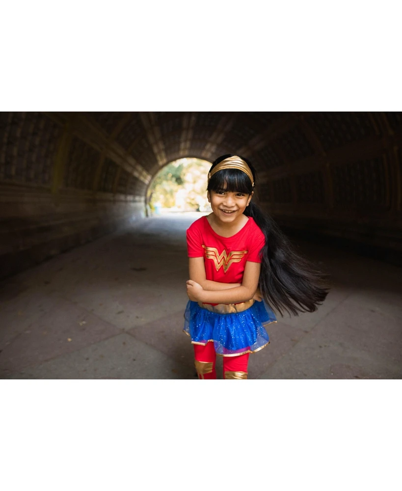 Dc Comics Justice League Wonder Woman Girls Costume Dress Leggings Headband 3 Piece Set Toddler to Big Kid