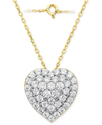 Forever Grown Diamonds Lab-Grown Diamond Cluster Heart 18" Pendant Necklace (2 ct. t.w.) Sterling Silver or 14k Gold-Plated