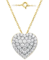 Forever Grown Diamonds Lab-Grown Diamond Cluster Heart 18" Pendant Necklace (2 ct. t.w.) Sterling Silver or 14k Gold-Plated