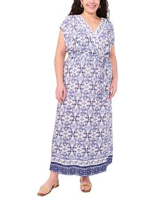 Vince Camuto Plus Printed Faux-Wrap Maxi Dress, Exclusively at Macy's
