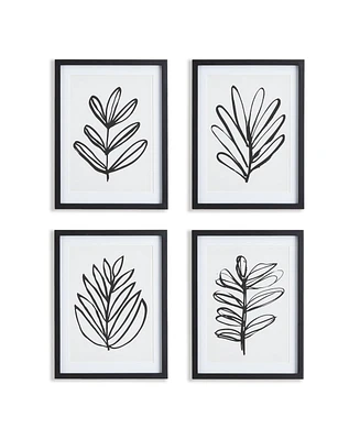 Sketched Leaf Prints Set of 4