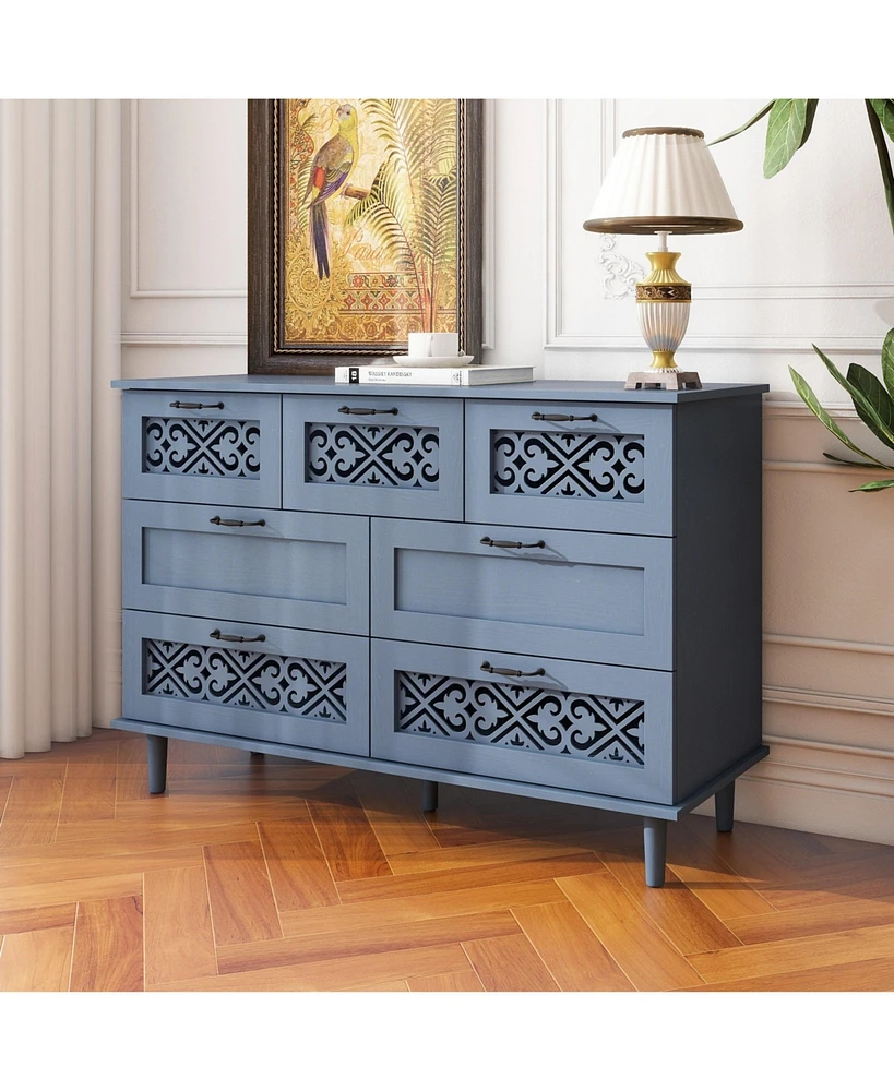 Mondawe 7 Drawer Cabinet, American Furniture, Suitable for Bedroom, Living Room, Study