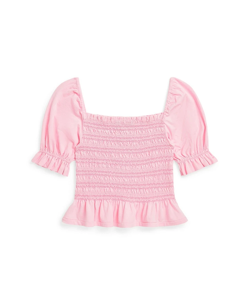Polo Ralph Lauren Big Girls Smocked Jersey Peplum Top