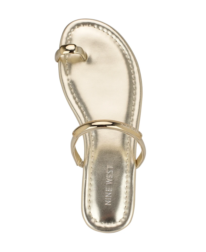 Nine West Women's Balon Strappy Toe Loop Flat Sandals