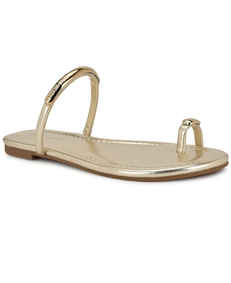 Nine West Women's Balon Strappy Toe Loop Flat Sandals