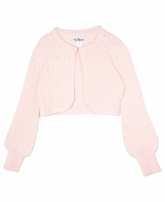 Rare Editions Big Girls Pointelle Crochet Cardigan