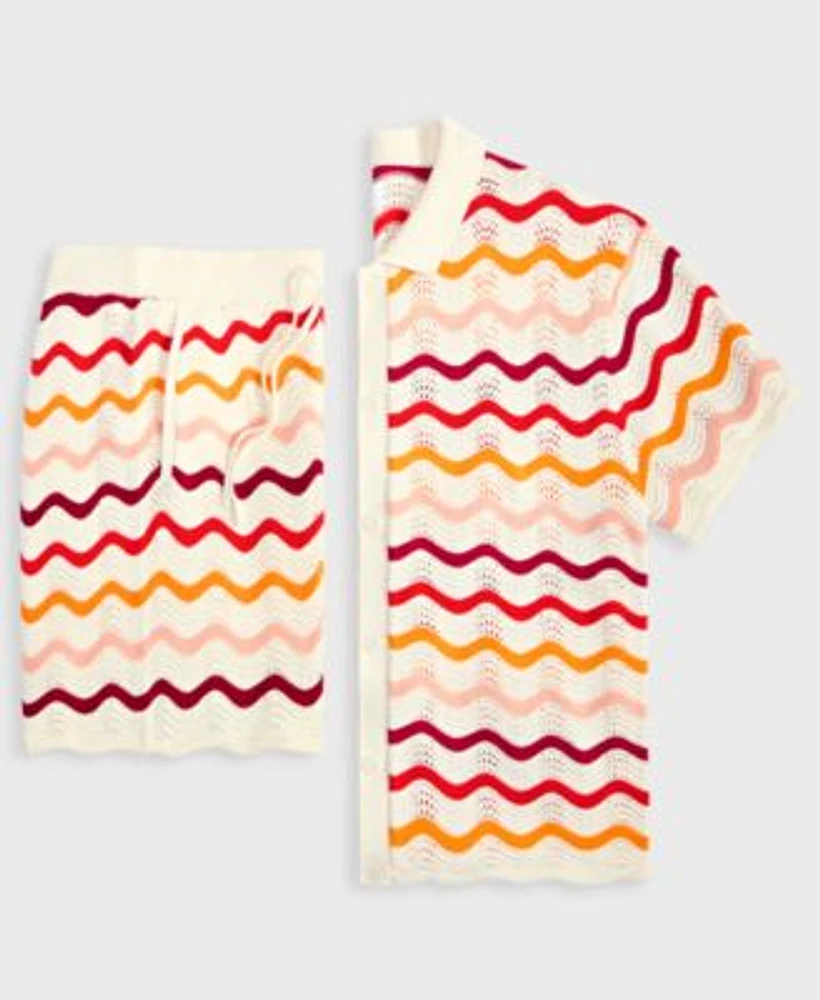 Mode Of One Mens Short Sleeve Relaxed Gradient Sweater Shorts Exclusively At Macys