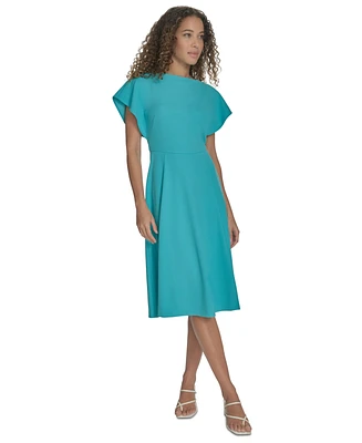 Calvin Klein Petite Flutter-Sleeve Sheath Midi Dress