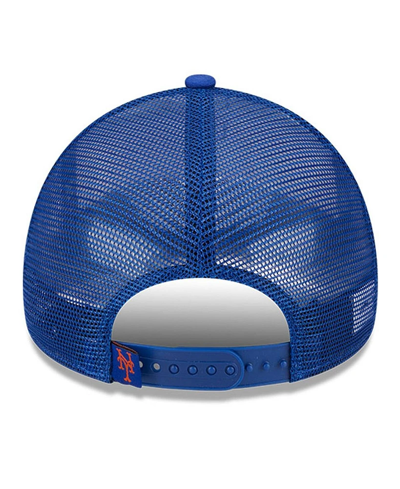 New Era Men's White/Royal New York Mets Stacked A-Frame Trucker 9FORTY Adjustable Hat