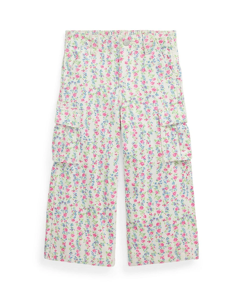Polo Ralph Lauren Toddler and Little Girls Floral Canvas Wide Leg Cargo Pants