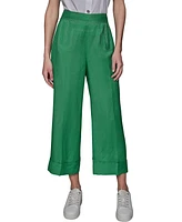 Karl Lagerfeld Paris Petite Linen-Blend Wide-Leg Pants