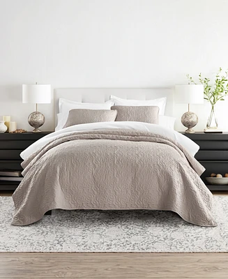 ienjoy Home Floral Stitch 3-Pc. Lightweight Quilt Set, King/California King