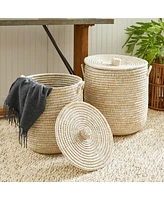 Rivergrass Hamper Baskets With Lids Set of 2