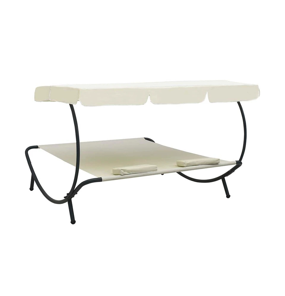 Patio Lounge Bed with Canopy and Pillows