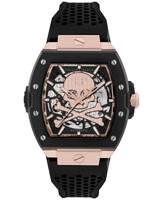 Philipp Plein Men's Automatic The Skeleton 2.0 Black Silicone Strap Watch 44mm