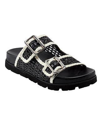 Marc Fisher Ltd Women's Mylan Woven Buckle Straps Flat Sandals