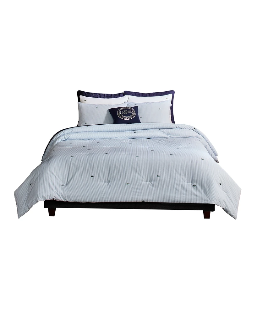 Lacoste Home Pinstripe Croc Cotton 3-Pc. Comforter Set