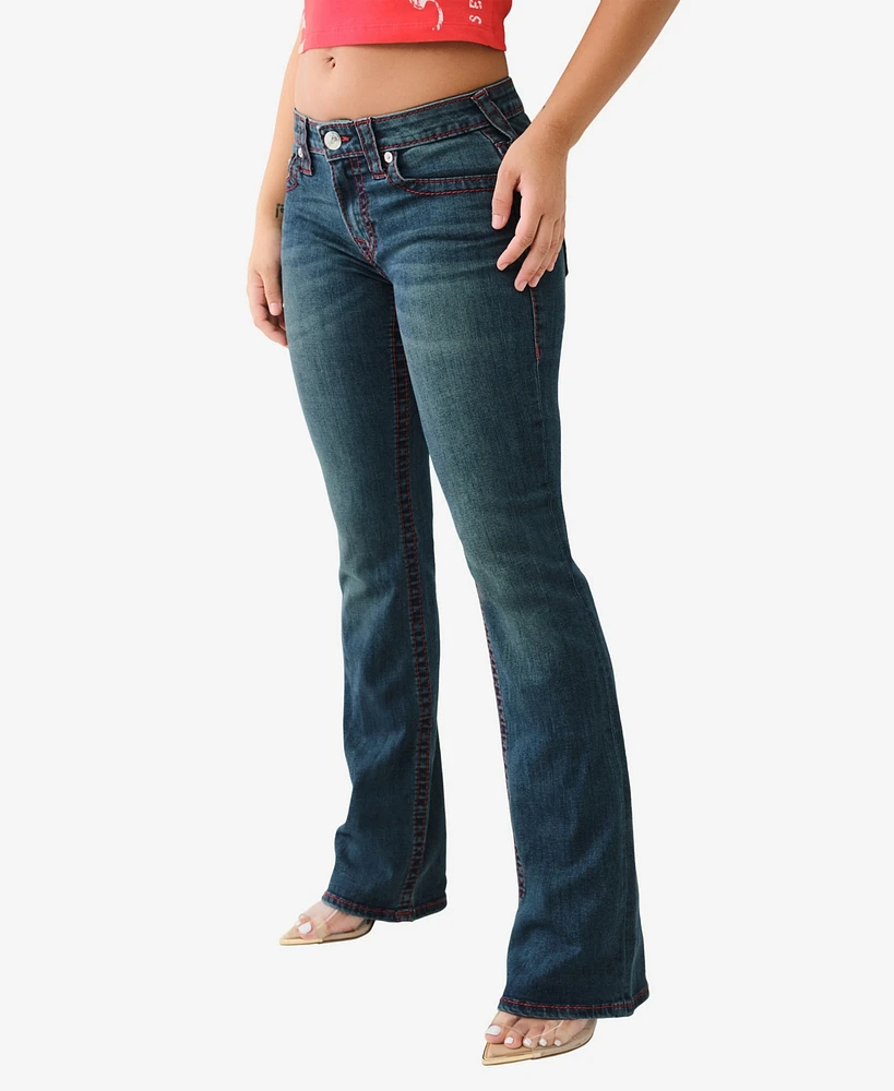 True Religion Women's Becca Big T Mid Rise Bootcut Jeans