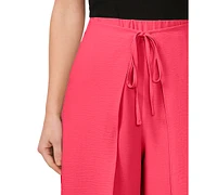 CeCe Women's Overlap Tie Front Wide Leg Soft Pants