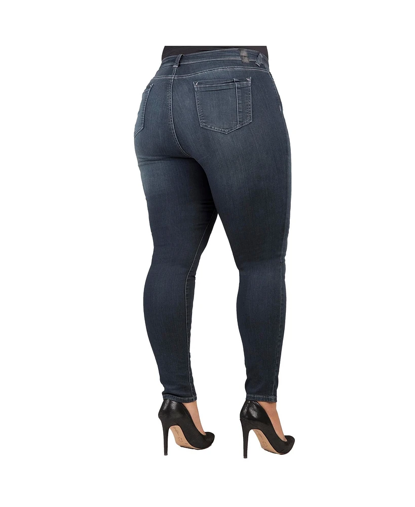 Poetic Justice Plus Curvy-Fit Basic 5 Pockets Skinny Jeans Dark 29