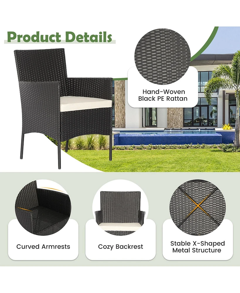 Gymax 5 Piece Patio Rattan Conversation Set Outdoor Wicker Sofa Set with 2 Ottomans
