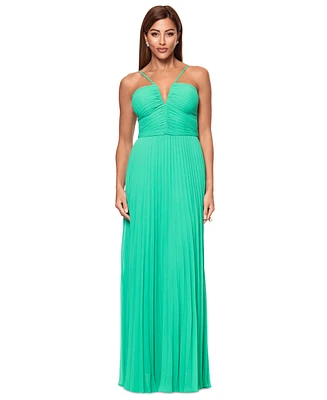 Xscape Petite Halter-Neck Sleeveless Chiffon Gown