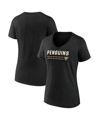 Fanatics Women's Black Pittsburgh Penguins V-Neck T-Shirt