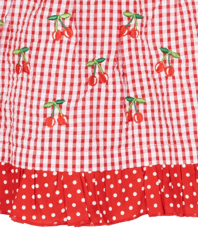 Rare Editions Baby Girls Cherry Seersucker Dress