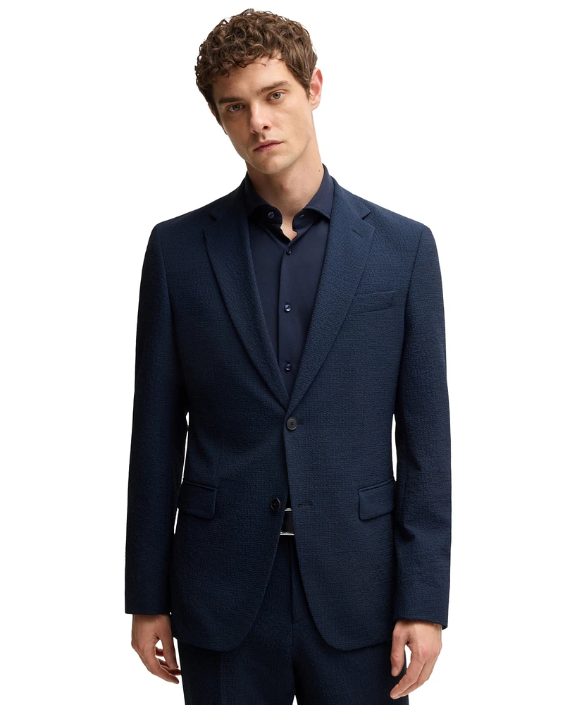 Boss by Hugo Men's 2 Piece Performance-Stretch Seersucker Suit