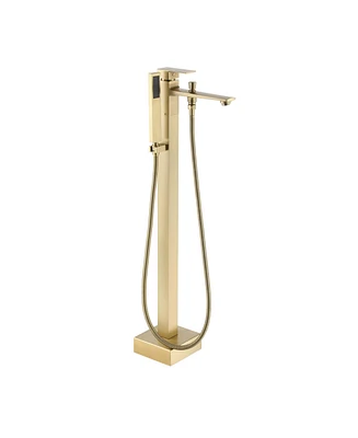 Freestanding Floor Mounted Bathtub Faucet with Hand Shower - Modern Design, Anti-Scald, and Easy Installation