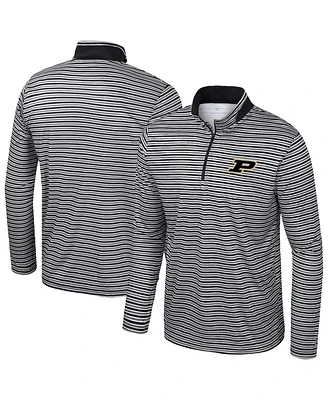Colosseum Men's Black Purdue Boilermakers Striped Quarter-Zip Sweatshirt