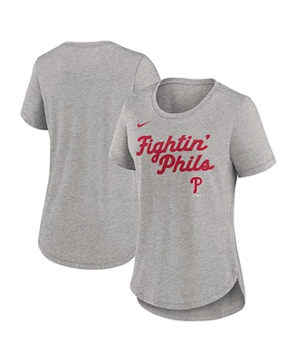 Nike Women's Heather Gray Philadelphia Phillies Script Tri-Blend T-Shirt
