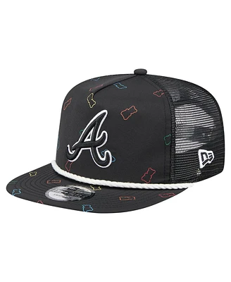 New Era Men's Black Atlanta Braves Gummy Golfer Trucker Adjustable Hat