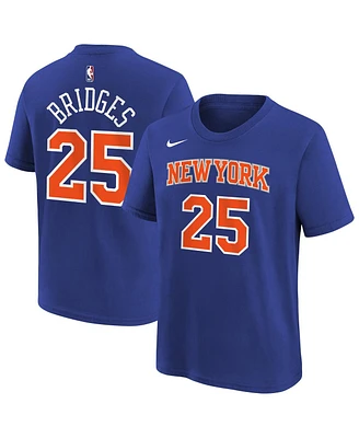 Nike Big Boys and Girls Mikal Bridges Blue New York Knicks Icon Name Number T-Shirt